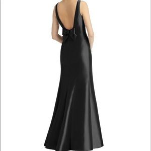 Alfred Sung D770 style black satin dress with bow detail! No alterations!